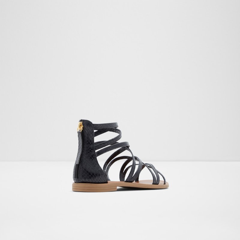Aldo ravne sandale KABANNA EMB SNAKE - crna 2
