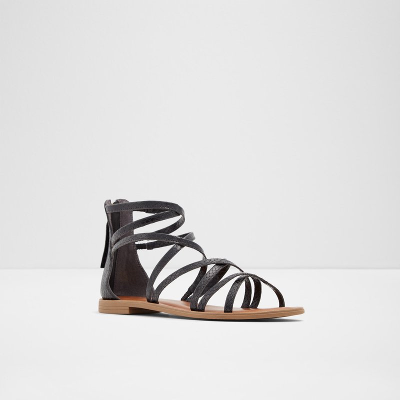 Aldo ravne sandale KABANNA EMB SNAKE - crna 4