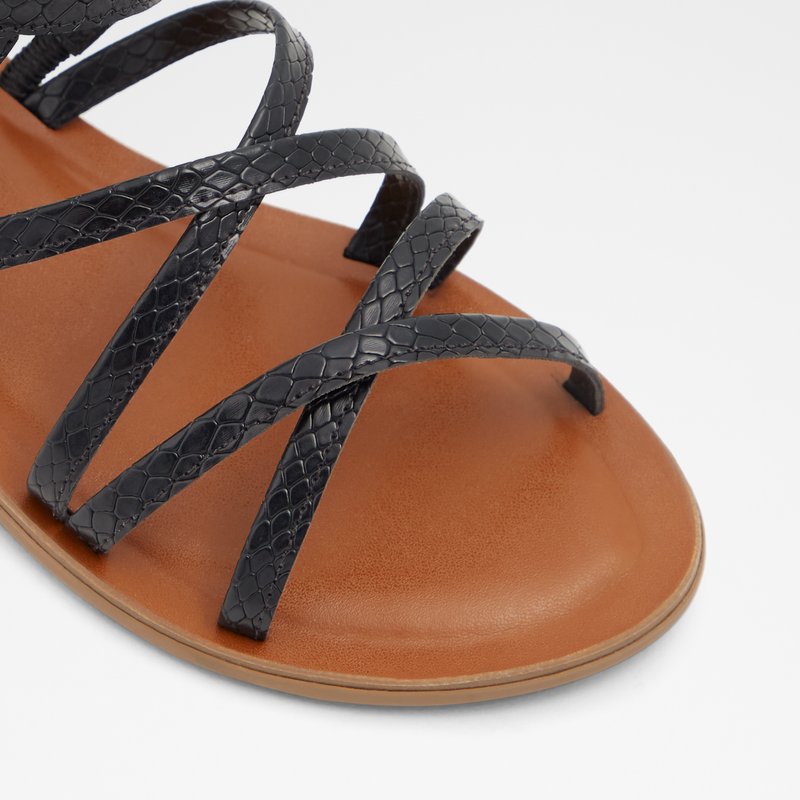 Aldo ravne sandale KABANNA EMB SNAKE - crna 5