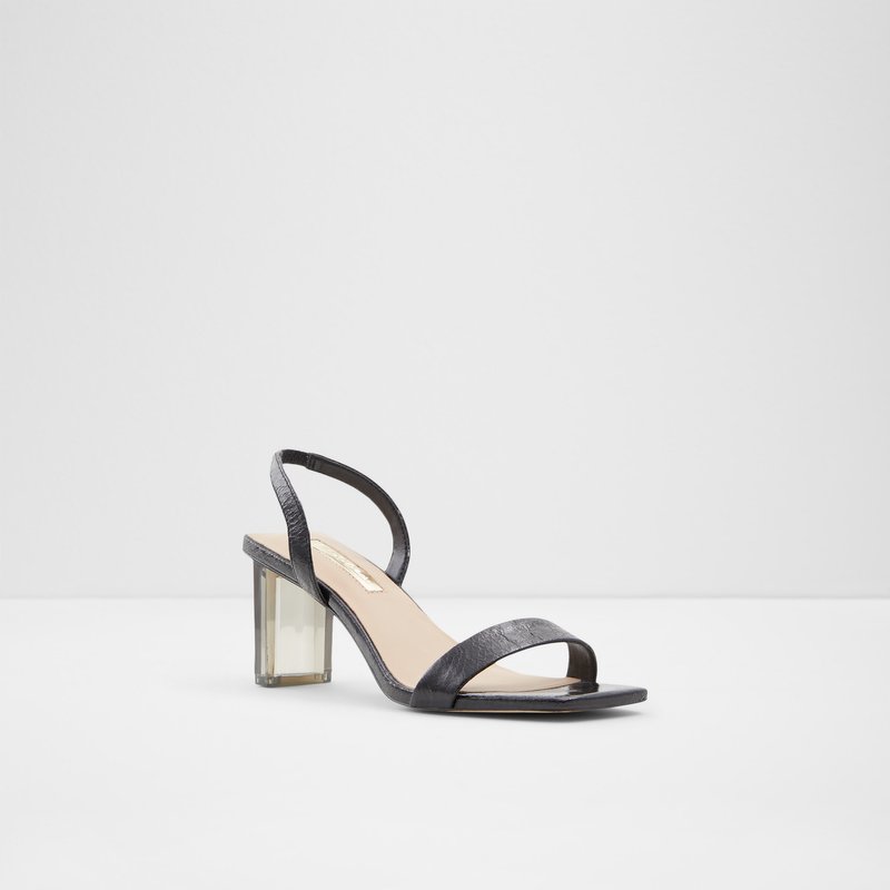 Aldo sandale na visoku petu ABILALITH SYN EMB SNAKE - crna 4