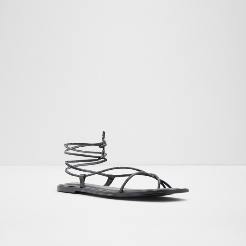 Aldo ravne sandale ADRAVIA LEA SMOOTH - crna 3