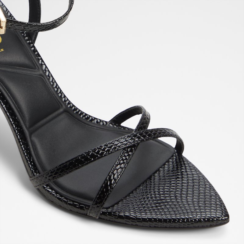 Aldo sandale na visoku petu ADRINA SYN EMB SNAKE - crna 4