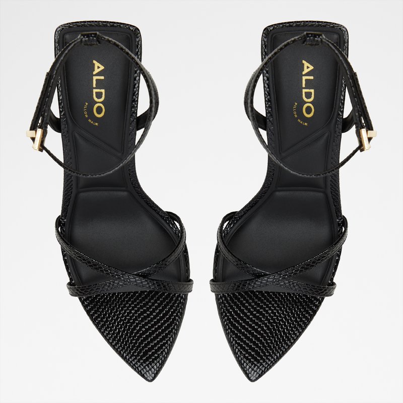 Aldo sandale na visoku petu ADRINA SYN EMB SNAKE - crna 5