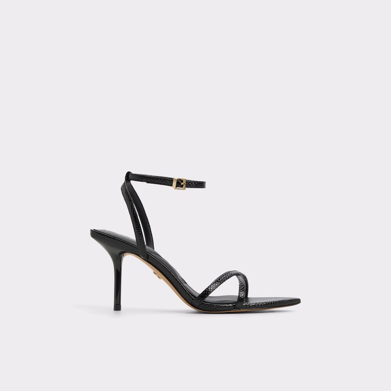 Aldo sandale na visoku petu ADRINA SYN EMB SNAKE - crna 1