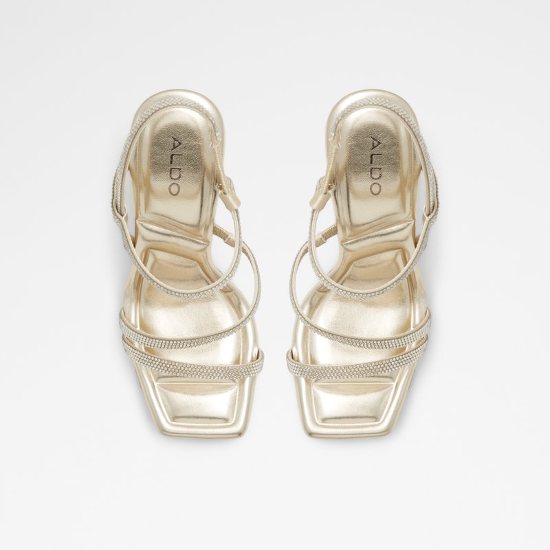 Aldo sandale na visoku petu ADROCAN TEX MIX MAT - zlatna 6