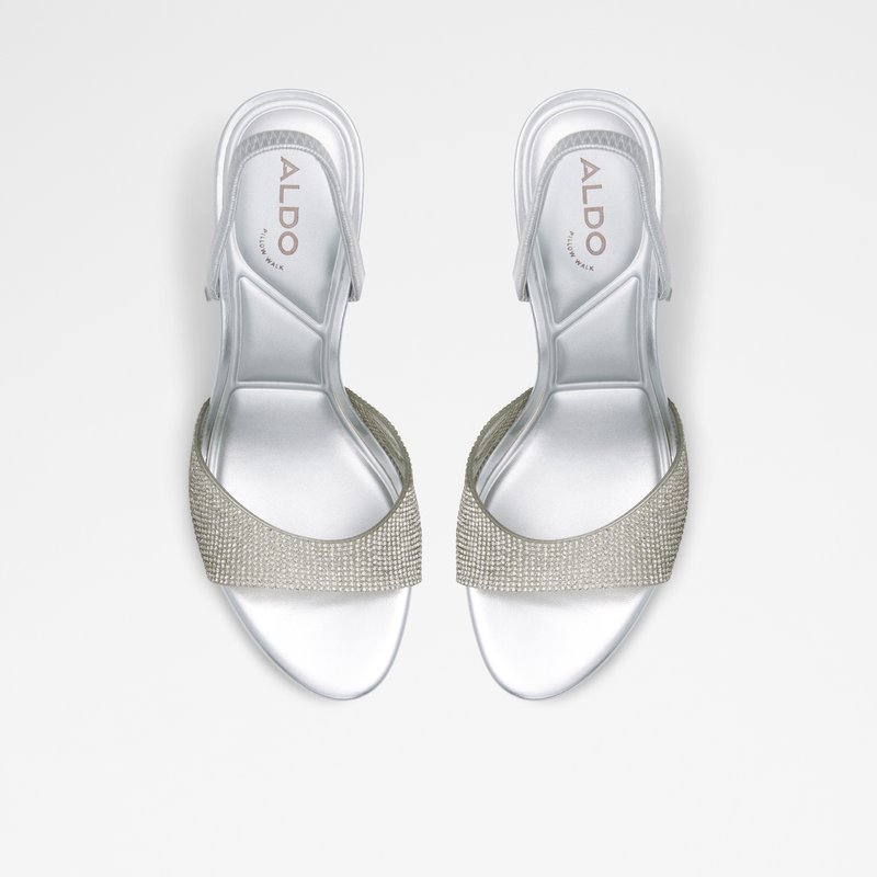 Aldo sandale na srednje visoku petu AITANA SYN MIX MAT - srebrna 6