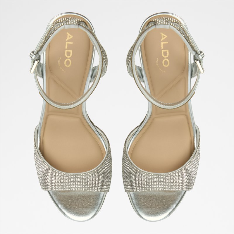 Aldo sandale na visoku petu ALLURING SYN MICROFIBRE - srebrna