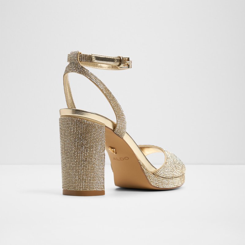 Aldo sandale na visoku petu ALLURING SYN METALLIC - žuta 2