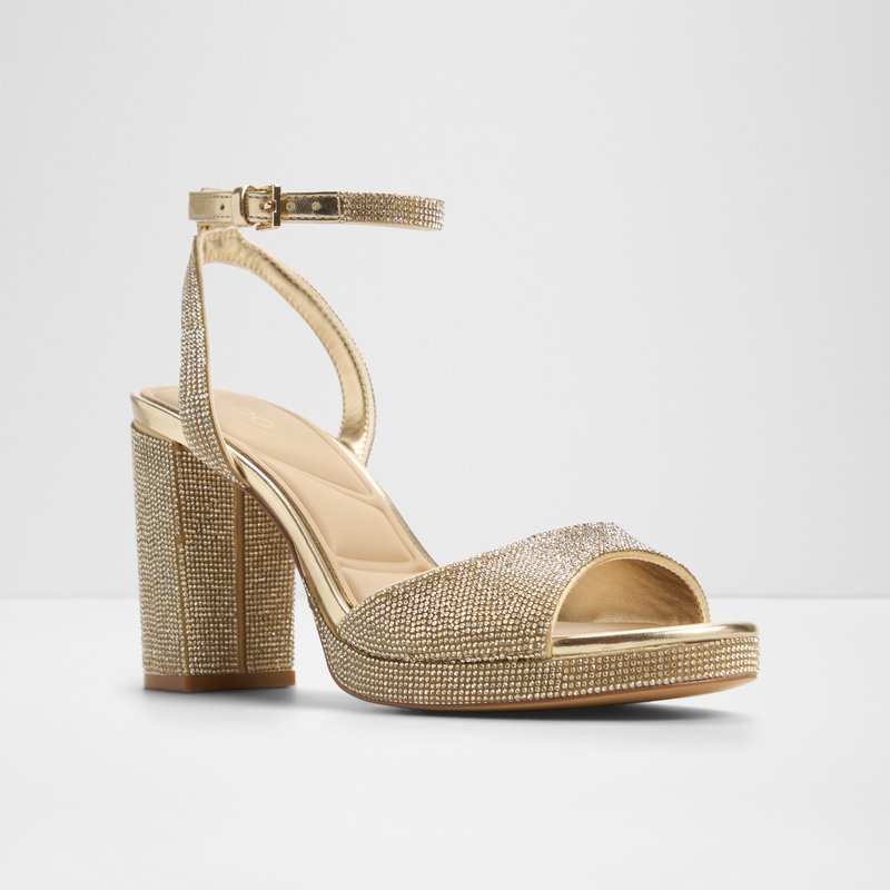 Aldo sandale na visoku petu ALLURING SYN METALLIC - žuta 3