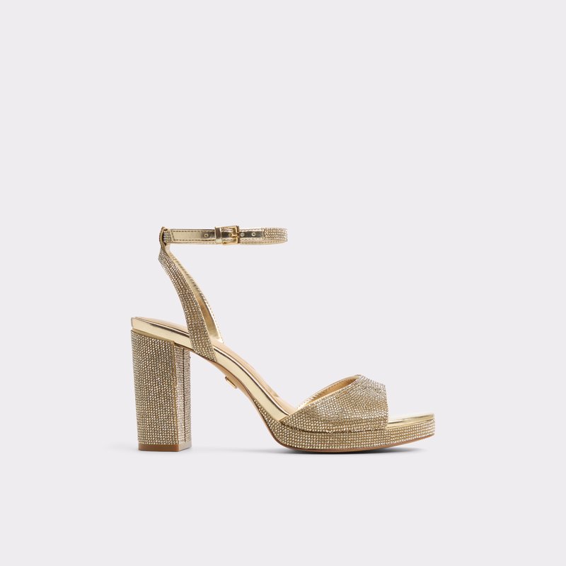 Aldo sandale na visoku petu ALLURING SYN METALLIC - žuta