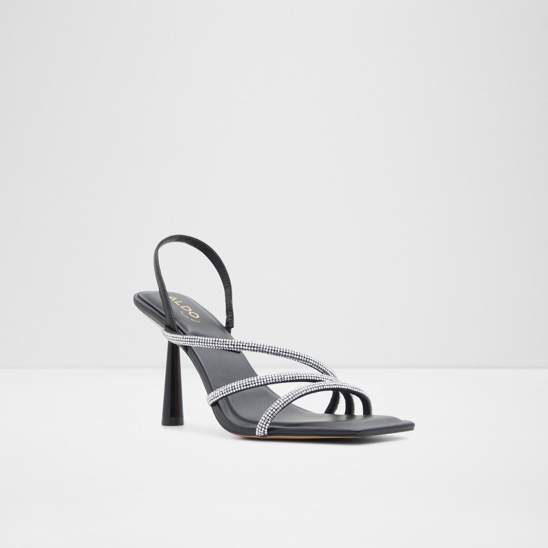 Aldo sandale na visoku petu ASTORIA SYN MIX MAT - crna 3