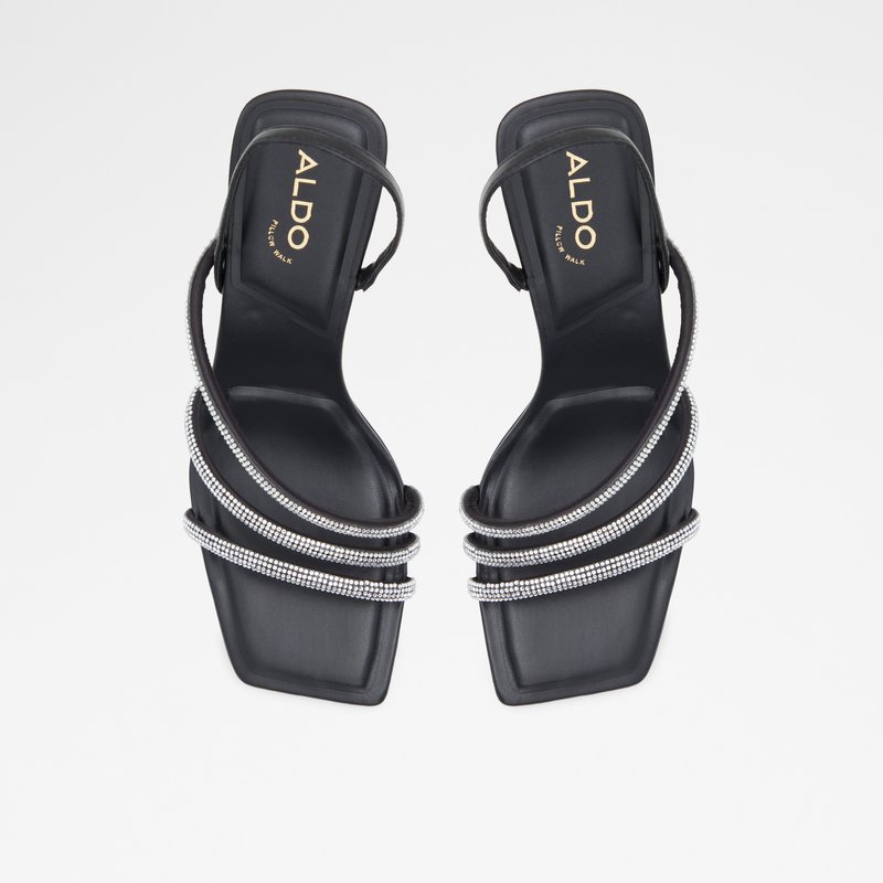 Aldo sandale na visoku petu ASTORIA SYN MIX MAT - crna 5