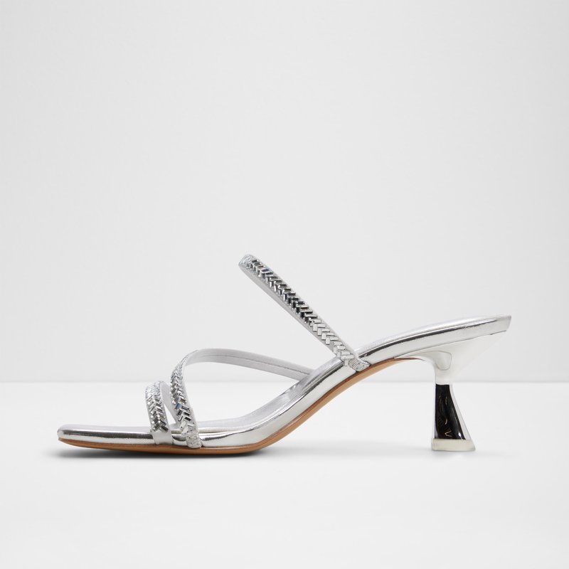 Aldo natikače na srednje visoku petu AVELINNE TEX SATIN - srebrna 3