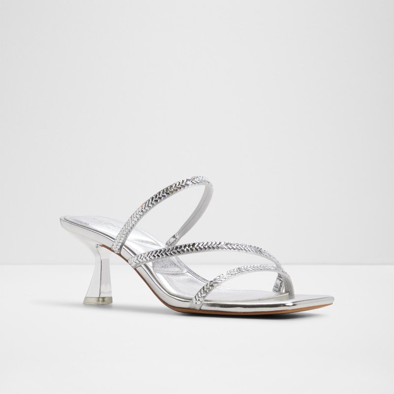 Aldo natikače na srednje visoku petu AVELINNE TEX SATIN - srebrna 4