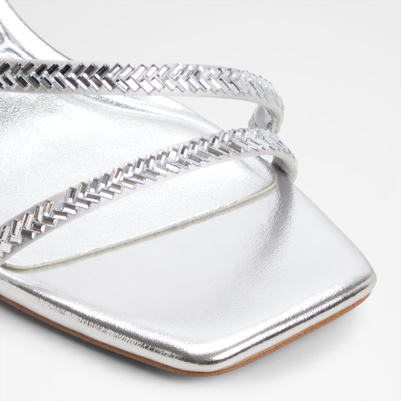 Aldo natikače na srednje visoku petu AVELINNE TEX SATIN - srebrna 6