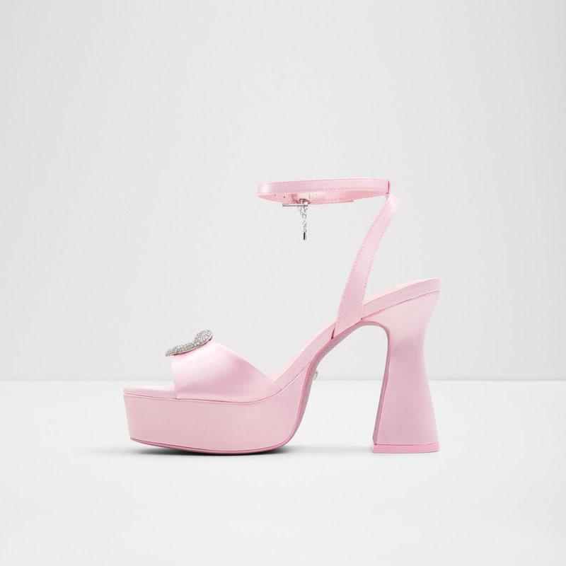 Aldo sandale na visoku petu BARBIEPLTFM TEX SATIN - ružičasta