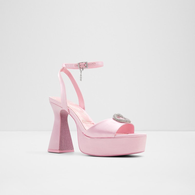 Aldo sandale na visoku petu BARBIEPLTFM TEX SATIN - ružičasta