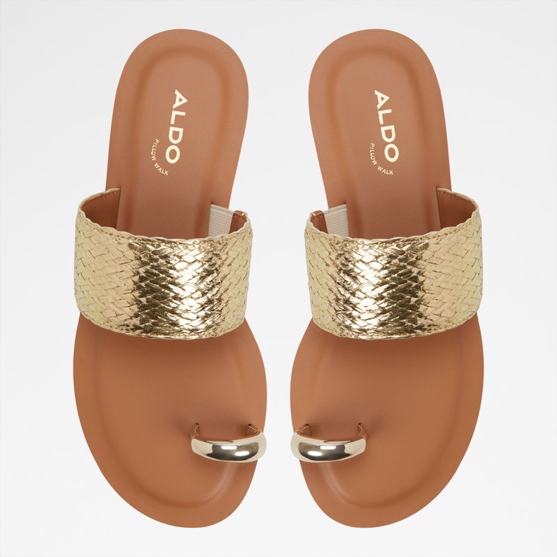 Aldo ravne natikače BEACHWALK SYN TEXTURED - zlatna 6