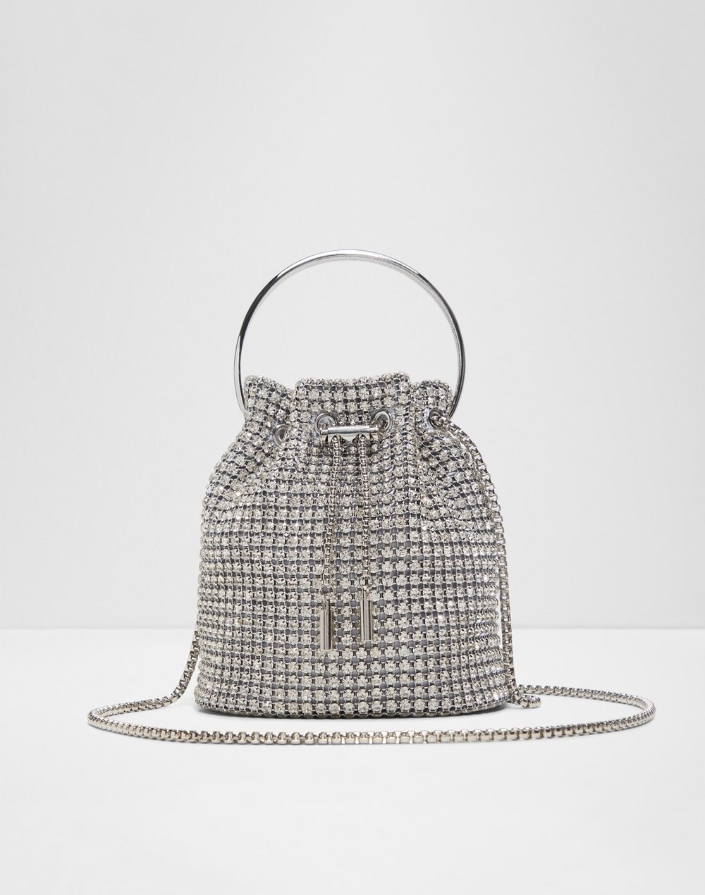 Aldo bucket torbica za nošenje u ruci ili na ramenu BLINGBUCKET TEX MIX MAT - srebrna