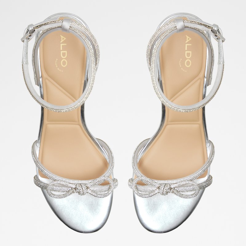 Aldo sandale na srednje visoku petu BOUCLETTE TEX MIX MAT - srebrna 6