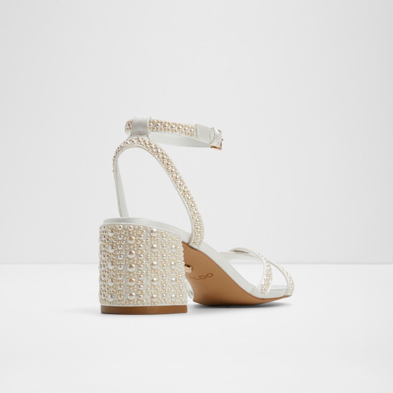 Aldo sandale na srednje visoku petu BOUCLETTIE TEX SATIN - bijela 6