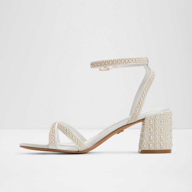 Aldo sandale na srednje visoku petu BOUCLETTIE TEX SATIN - bijela 2