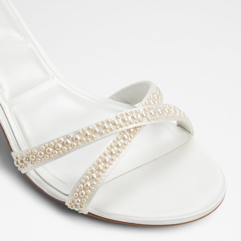Aldo sandale na srednje visoku petu BOUCLETTIE TEX SATIN - bijela 4