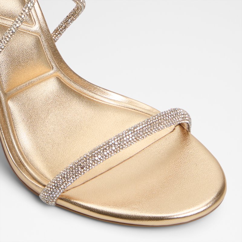 Aldo sandale na visoku petu i na vezanje CALADONIA SYN METALLIC - zlatna 4