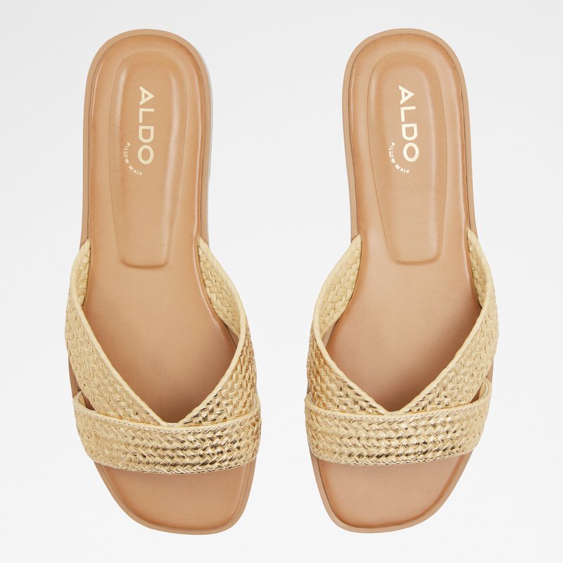 Aldo natikače CARIA TEX RAFFIA - zlatna 4