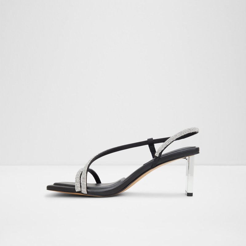 Aldo sandale na srednje visoku petu CASTLEGATE SYN MIX MAT - crna 4