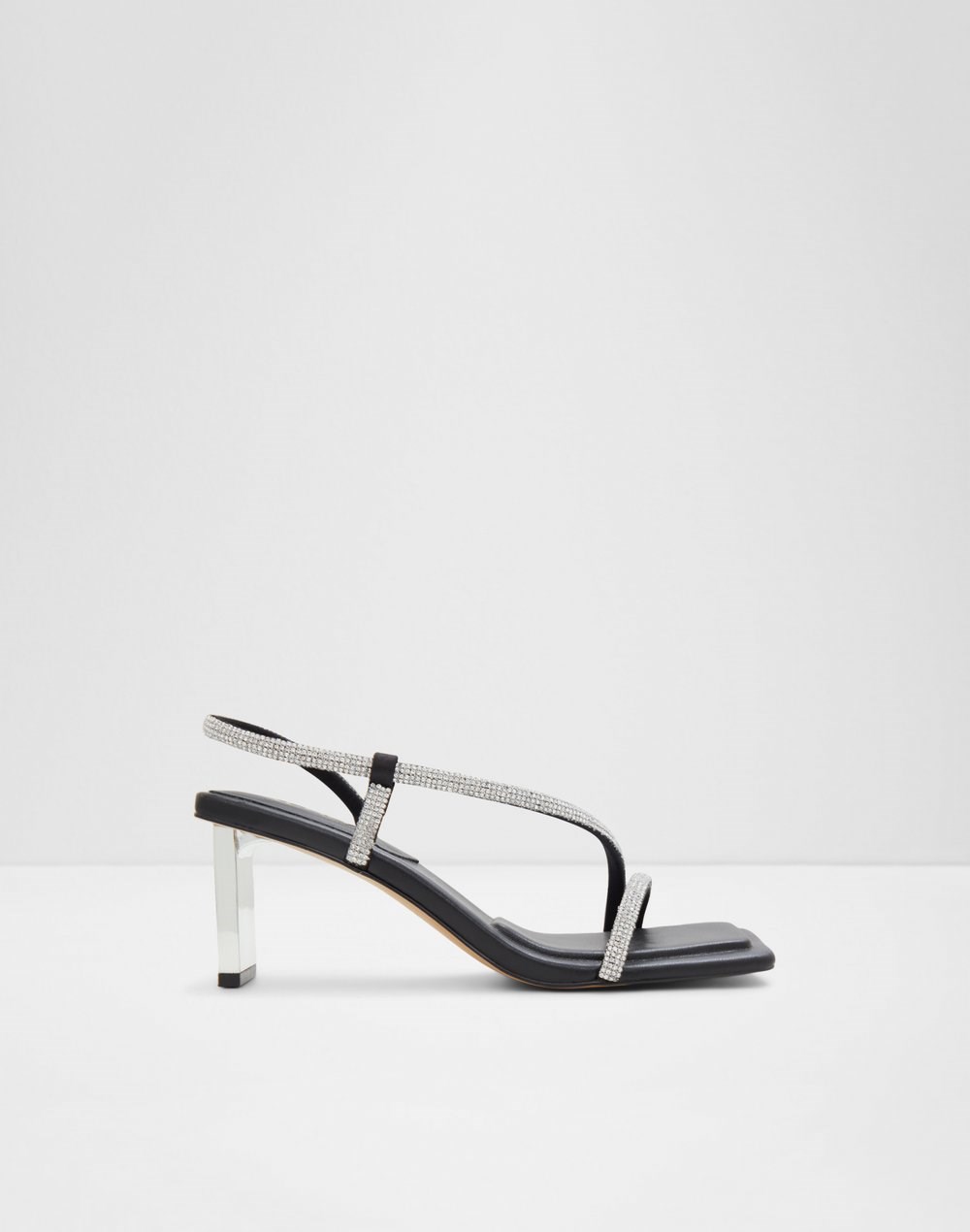 Aldo sandale na srednje visoku petu CASTLEGATE SYN MIX MAT - crna