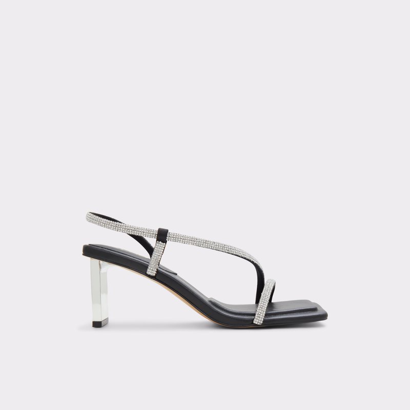 Aldo sandale na srednje visoku petu CASTLEGATE SYN MIX MAT - crna 1