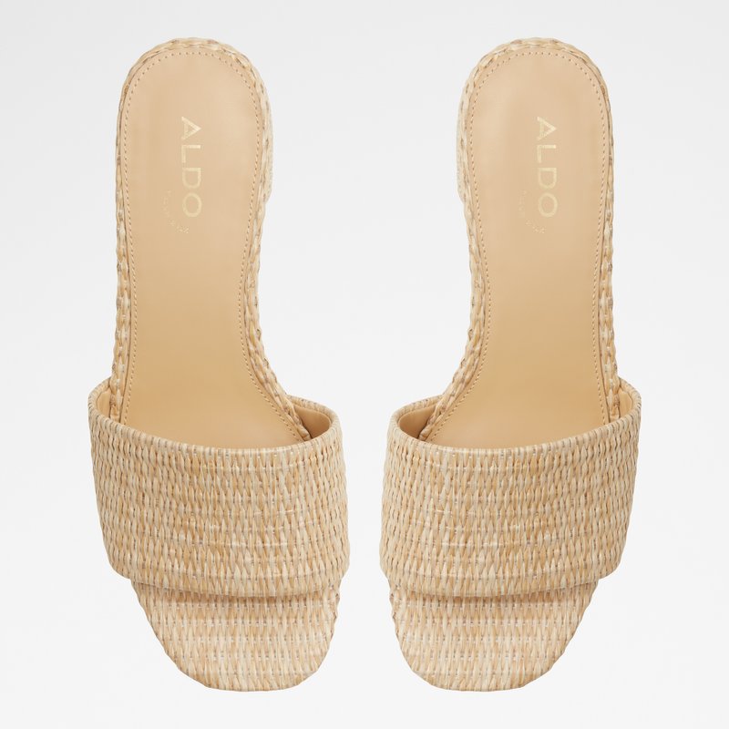 Aldo natikače na petu CLAUDINA TEX RAFFIA - bijela 5