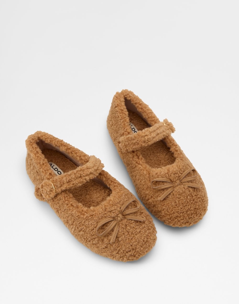 Aldo ženske papuče COZYCOVE TEX FAUX SHEARLING - smeđa