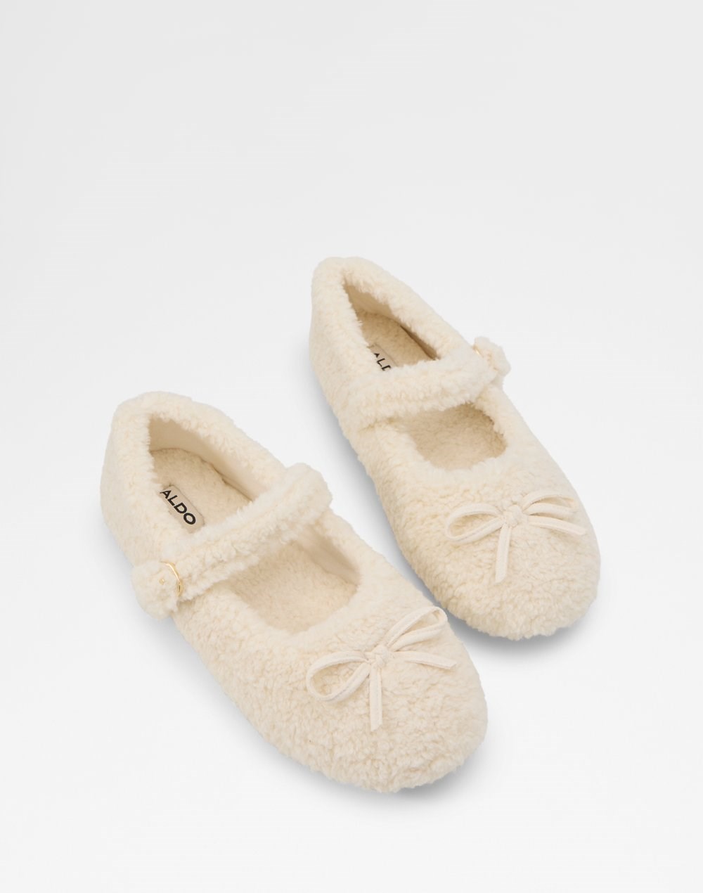 Aldo ženske papuče COZYCOVE TEX FAUX SHEARLING - bijela