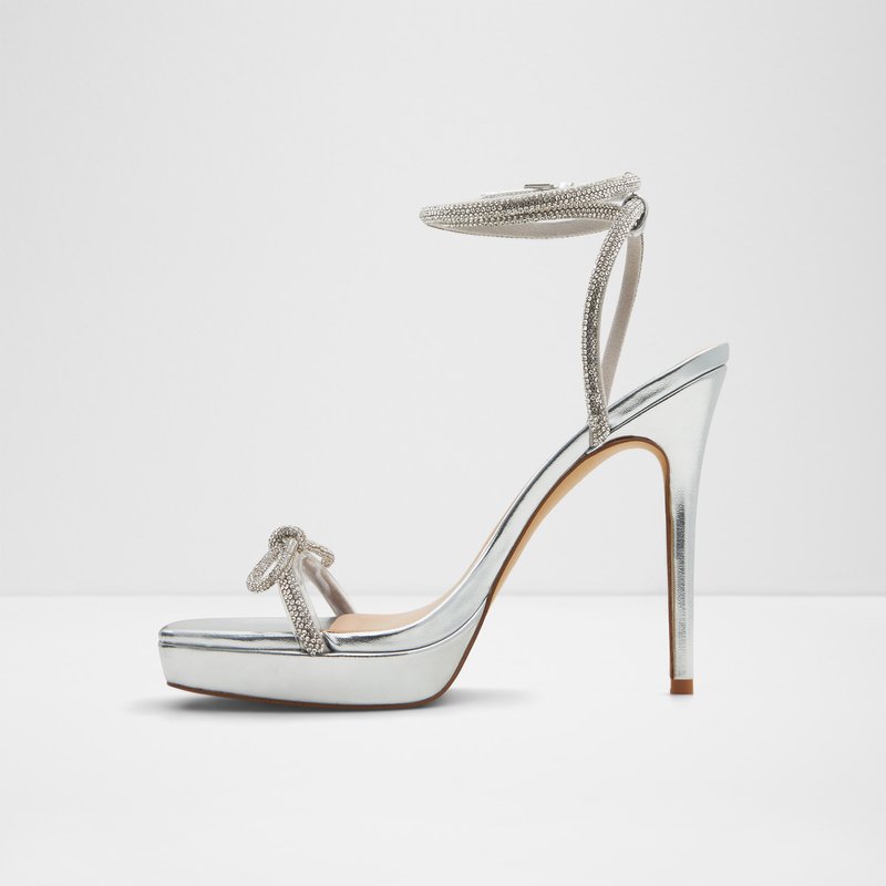 Aldo sandale na visoku petu DOMENICA SYN SHINY - srebrna 2