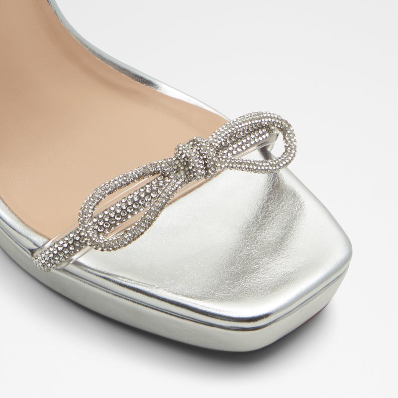 Aldo sandale na visoku petu DOMENICA SYN SHINY - srebrna 4