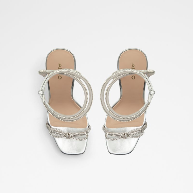 Aldo sandale na visoku petu DOMENICA SYN SHINY - srebrna 5