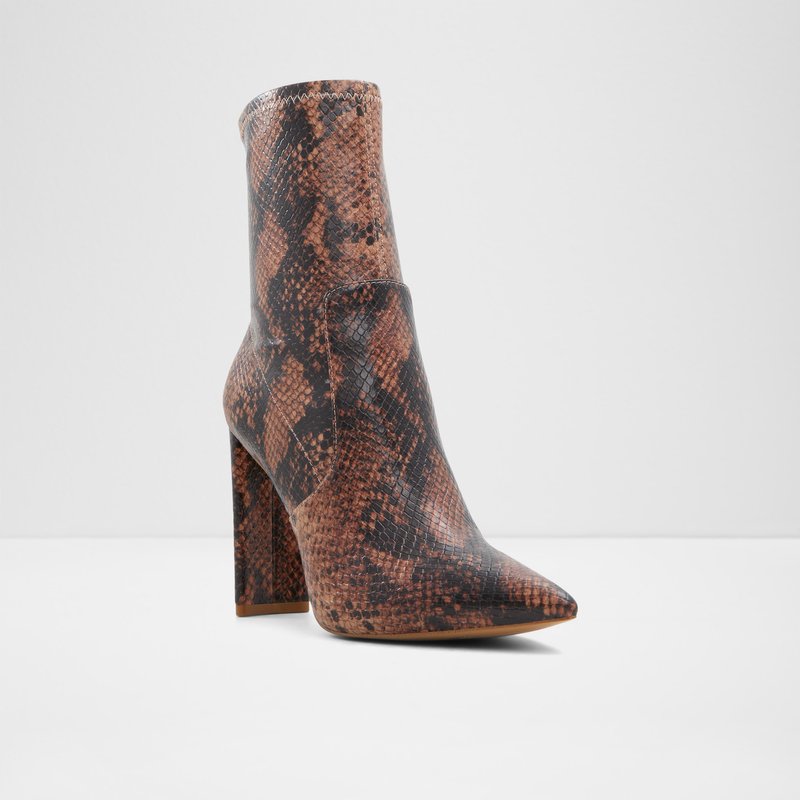 Aldo gležnjače na visoku petu DOVE SYN EMB SNAKE - smeđa 3
