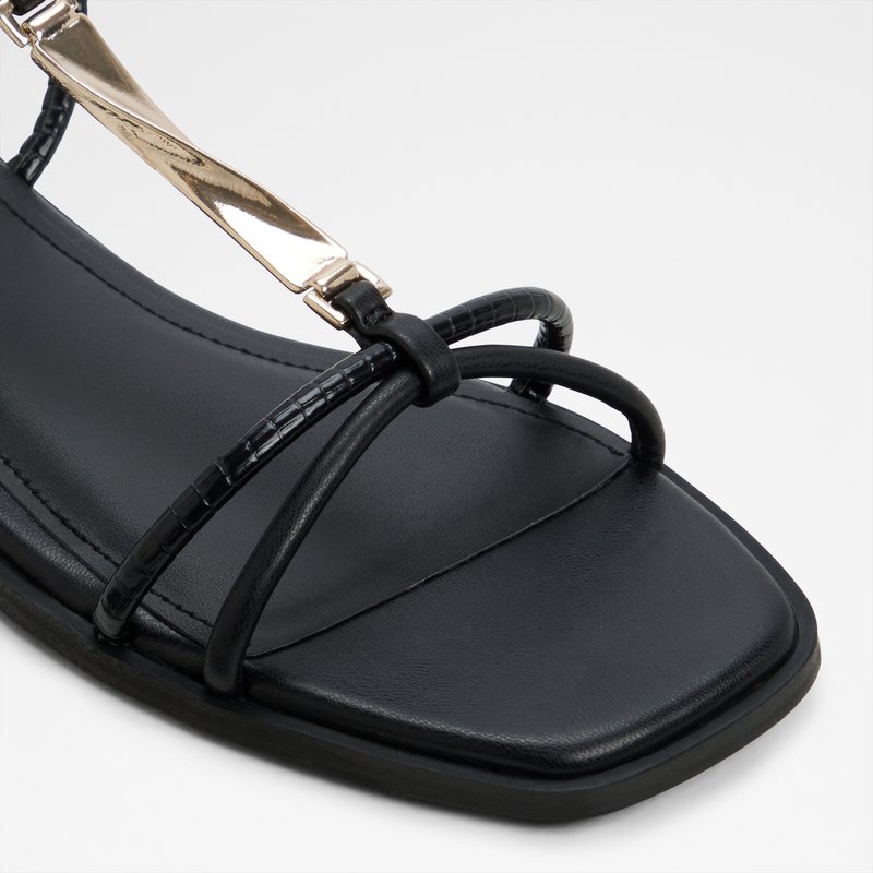 Aldo ravne sandale EBAERYN SYN MIX MAT - crna 4