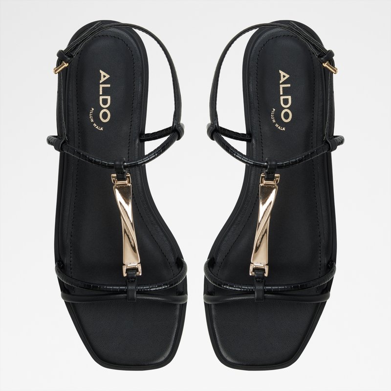 Aldo ravne sandale EBAERYN SYN MIX MAT - crna 5