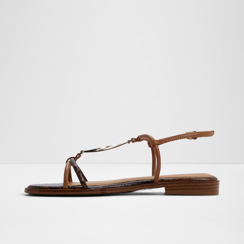 Aldo ravne sandale EBAERYN SYN MIX MAT - smeđa 2