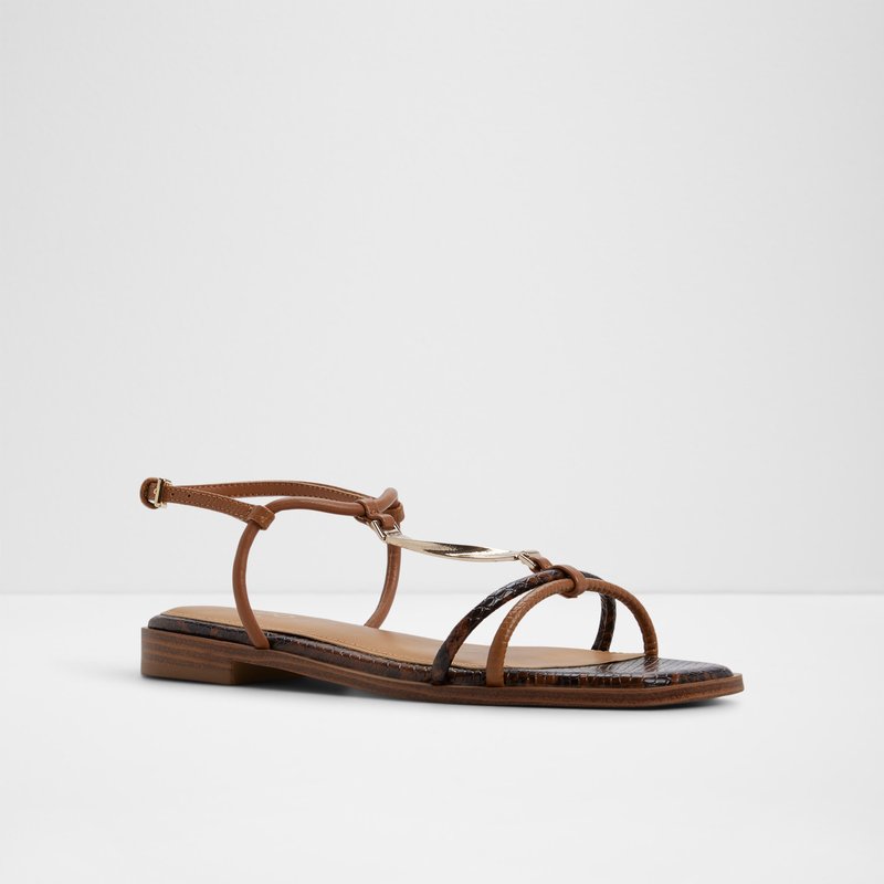 Aldo ravne sandale EBAERYN SYN MIX MAT - smeđa 3