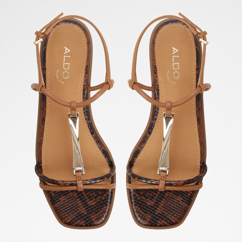 Aldo ravne sandale EBAERYN SYN MIX MAT - smeđa 5