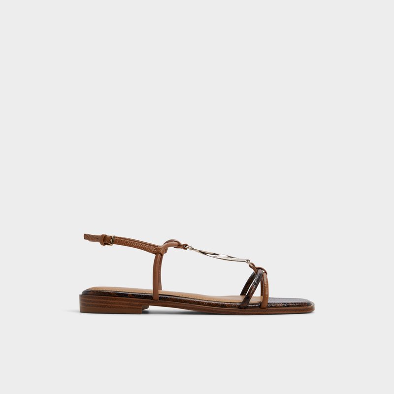 Aldo ravne sandale EBAERYN SYN MIX MAT - smeđa 1