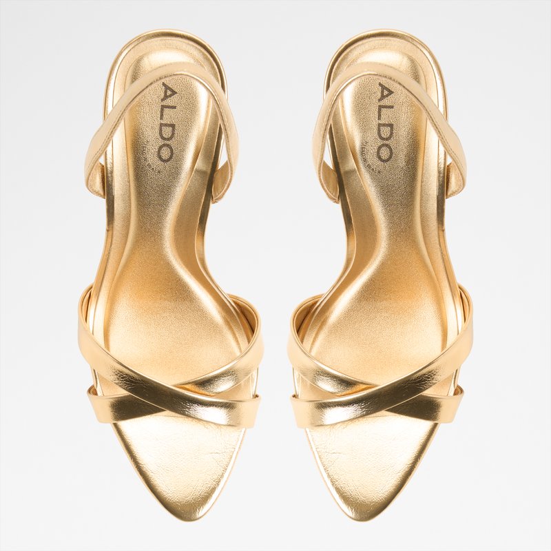Aldo sandale na srednje visoku petu ELERA SYN METALLIC - zlatna 5