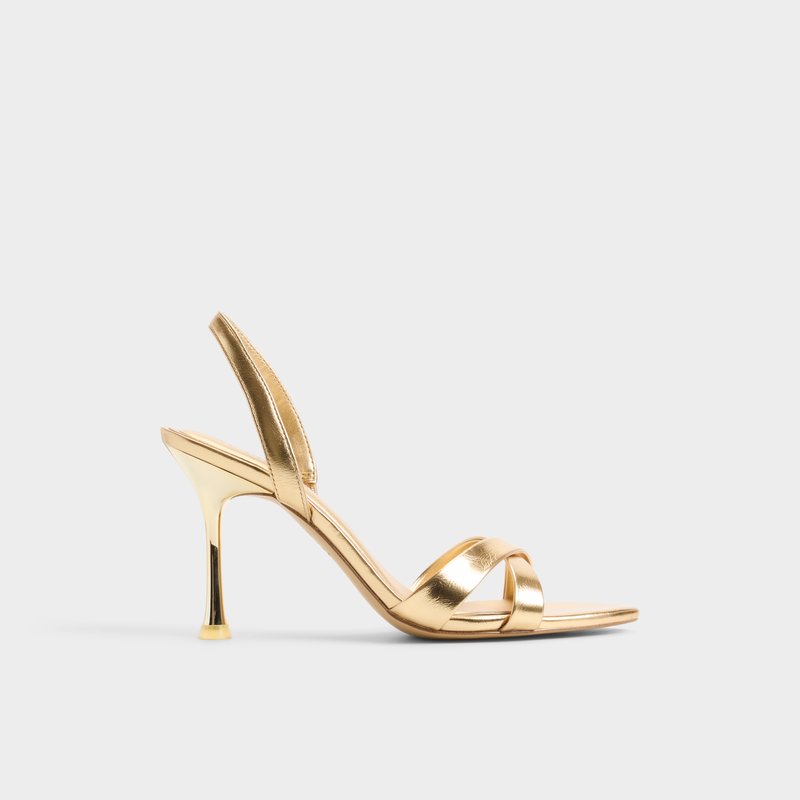 Aldo sandale na srednje visoku petu ELERA SYN METALLIC - zlatna 1