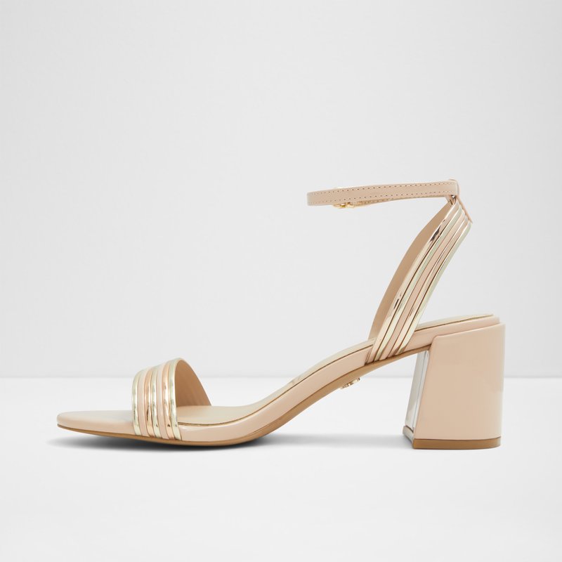 Aldo sandale na srednje visoku petu EMELDA SYN METALLIC - bež 2