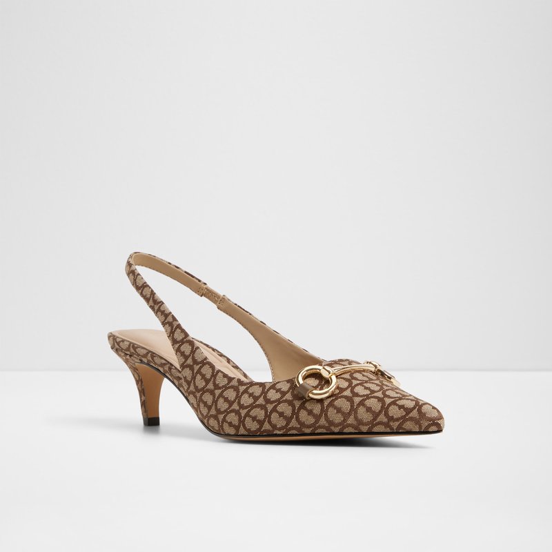 Aldo cipele na srednje visoku petu FINNEA TEX JACQUARD - smeđa