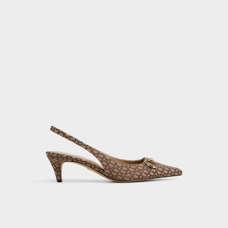 Aldo cipele na srednje visoku petu FINNEA TEX JACQUARD - smeđa